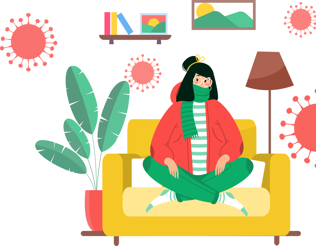 girl sitting on couch illustration